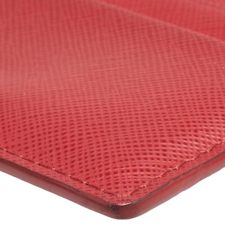 Pre Owned Versace Red Leather Medusa Card Case
