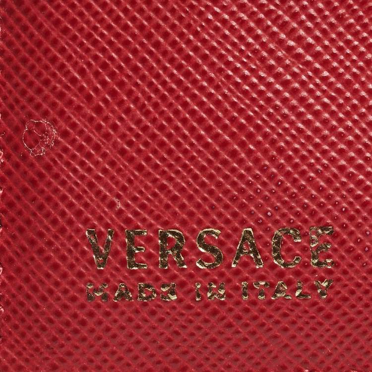 Pre Owned Versace Red Leather Medusa Card Case
