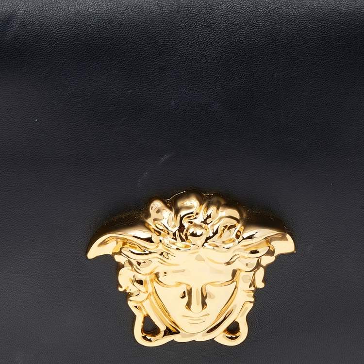 Pre Owned Versace Black Leather Medusa Sultan Shoulder Bag