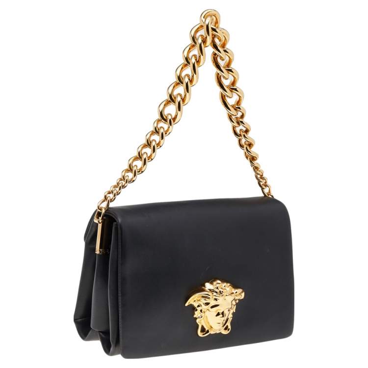 Pre Owned Versace Black Leather Medusa Sultan Shoulder Bag