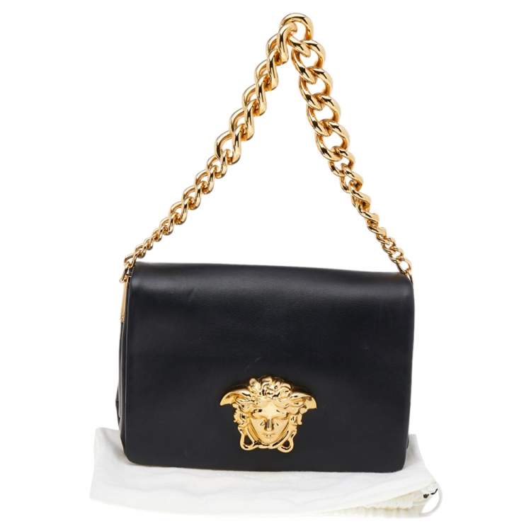 Pre Owned Versace Black Leather Medusa Sultan Shoulder Bag