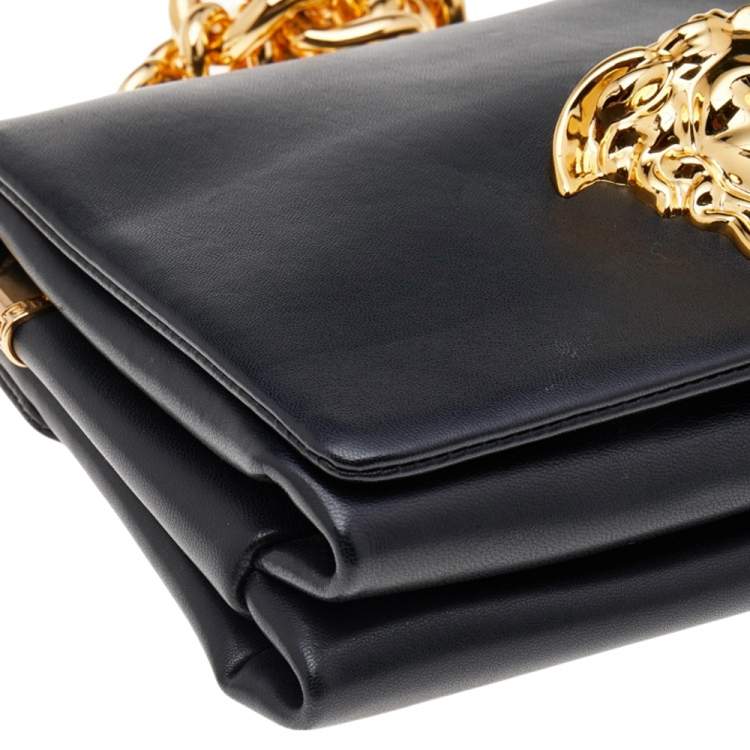 Pre Owned Versace Black Leather Medusa Sultan Shoulder Bag