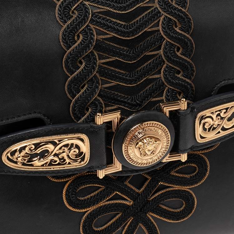 Pre Owned Versace Black Leather D Signature Medusa Shoulder Bag