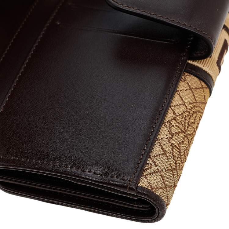 Pre Owned Versace Beige/Brown Medusa Canvas And Leather Continental Wallet