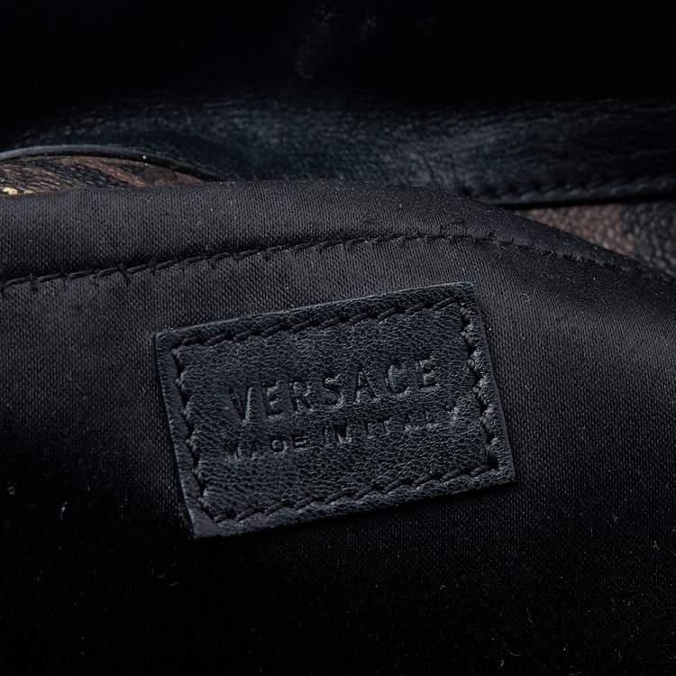 Pre Owned Versace Brown/Black Barocco Print Coated Canvas and Leather Tote