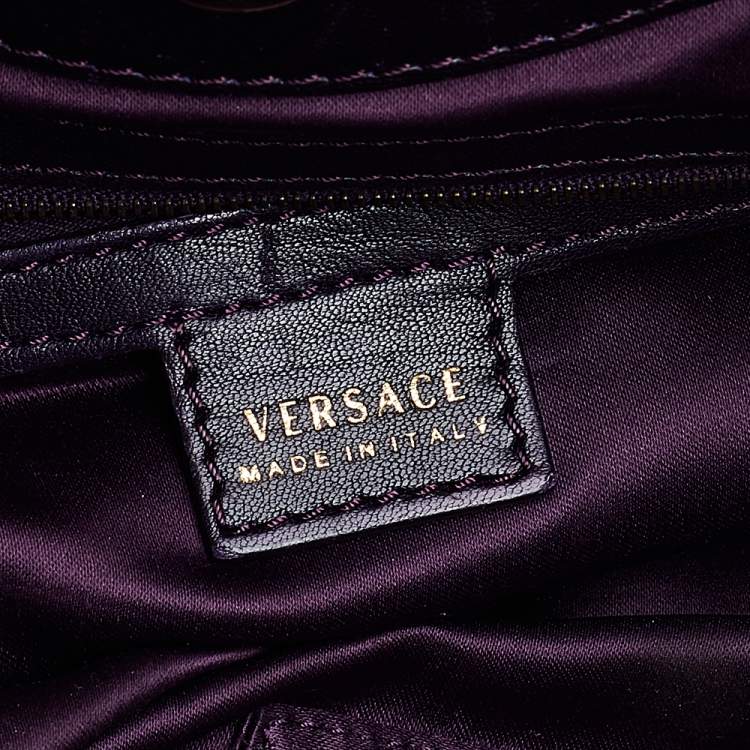Pre Owned Versace Purple Eel and Patent Leather Hobo