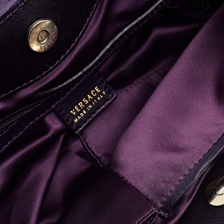Pre Owned Versace Purple Eel and Patent Leather Hobo