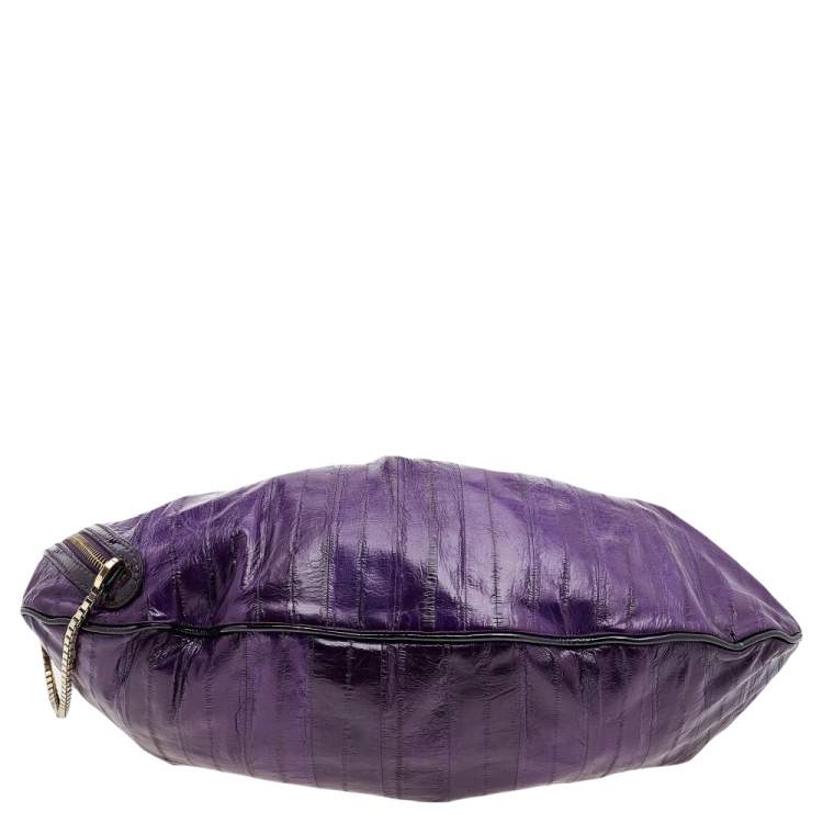 Pre Owned Versace Purple Eel and Patent Leather Hobo