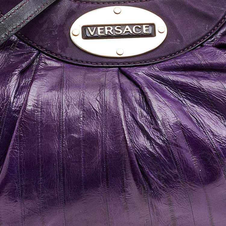 Pre Owned Versace Purple Eel and Patent Leather Hobo