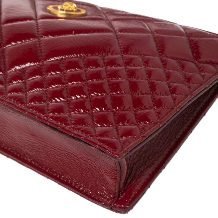 Pre Owned Versace Red Quilted Patent Leather Crossbody Bag