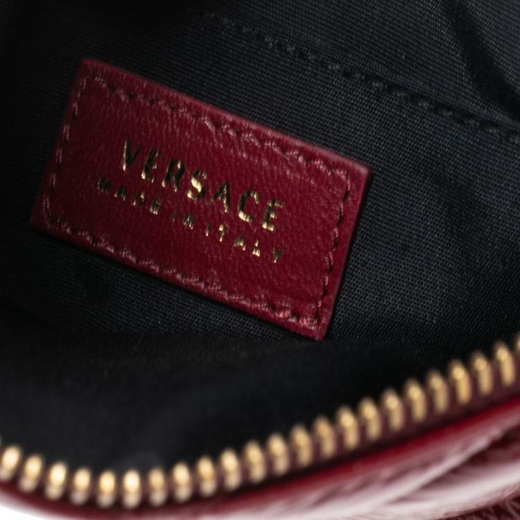Pre Owned Versace Red Quilted Patent Leather Crossbody Bag