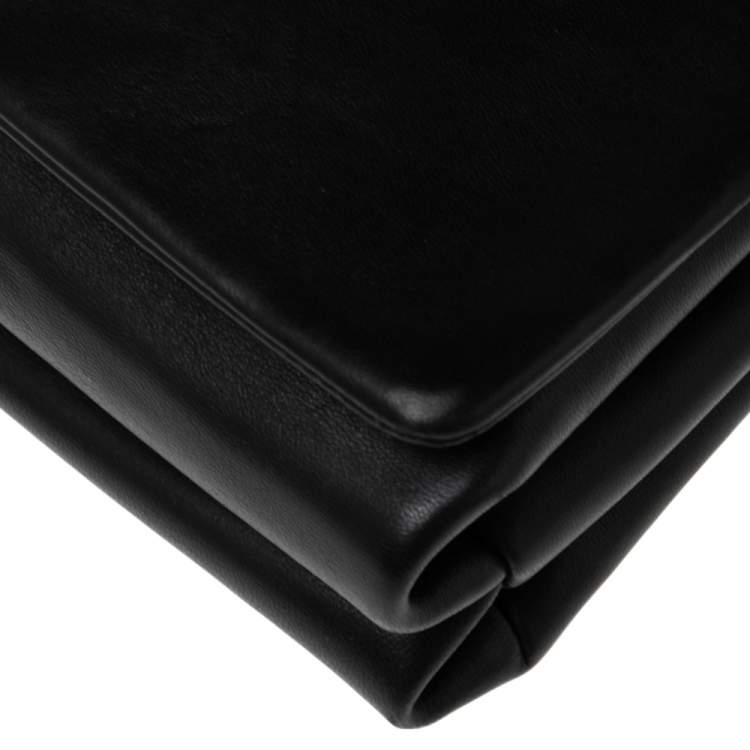 Pre Owned Versace Black Leather Medusa Flap Shoulder Bag