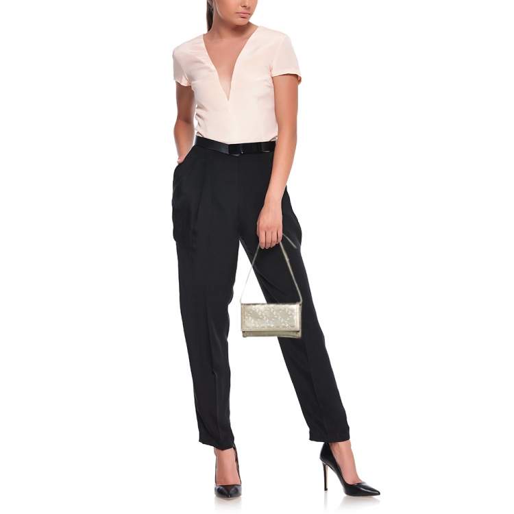 Pre Owned Versace Gold Leather Gianni Flap Shoulder Bag