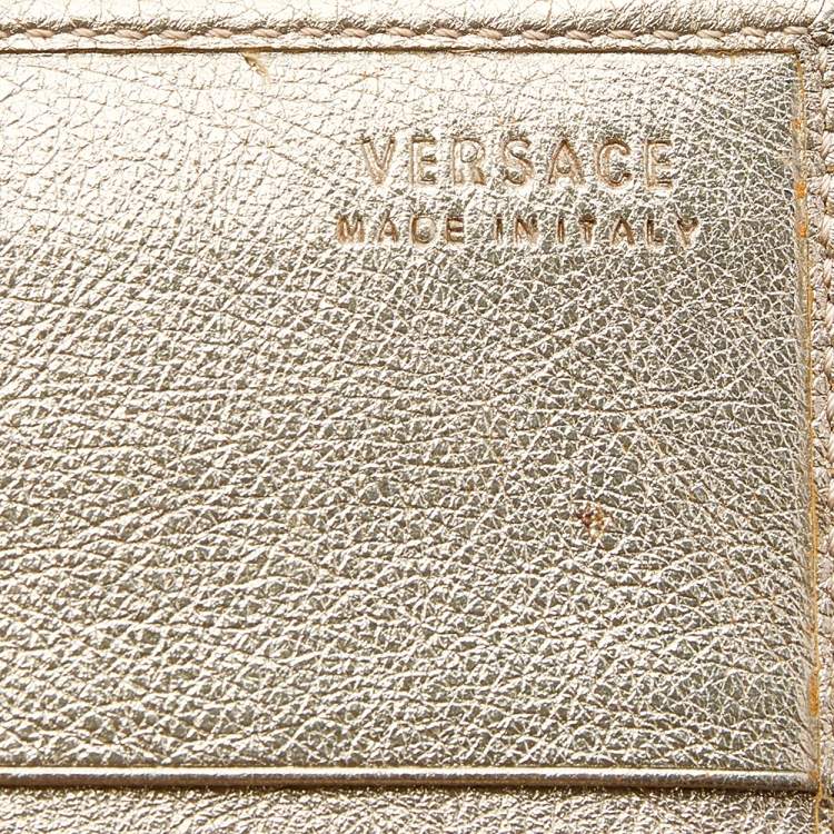 Pre Owned Versace Gold Leather Gianni Flap Shoulder Bag