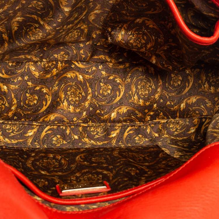 Pre Owned Versace Red Embroidered Leather Calliope Vanitas Shoulder Bag