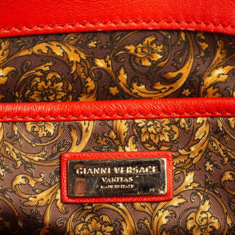 Pre Owned Versace Red Embroidered Leather Calliope Vanitas Shoulder Bag