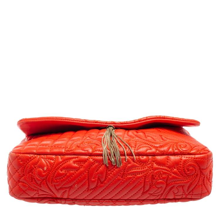 Pre Owned Versace Red Embroidered Leather Calliope Vanitas Shoulder Bag