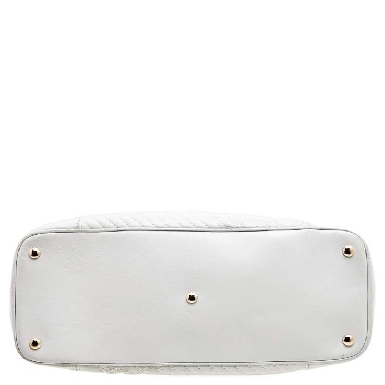 Pre Owned Versace White Leather Athena Barocco Vanitas Satchel