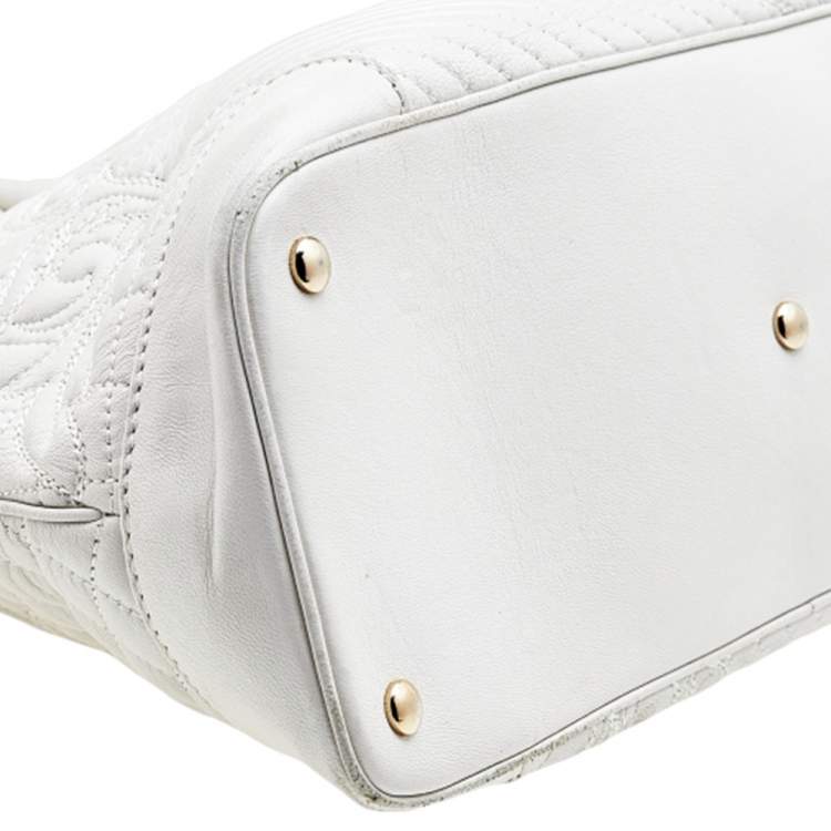 Pre Owned Versace White Leather Athena Barocco Vanitas Satchel