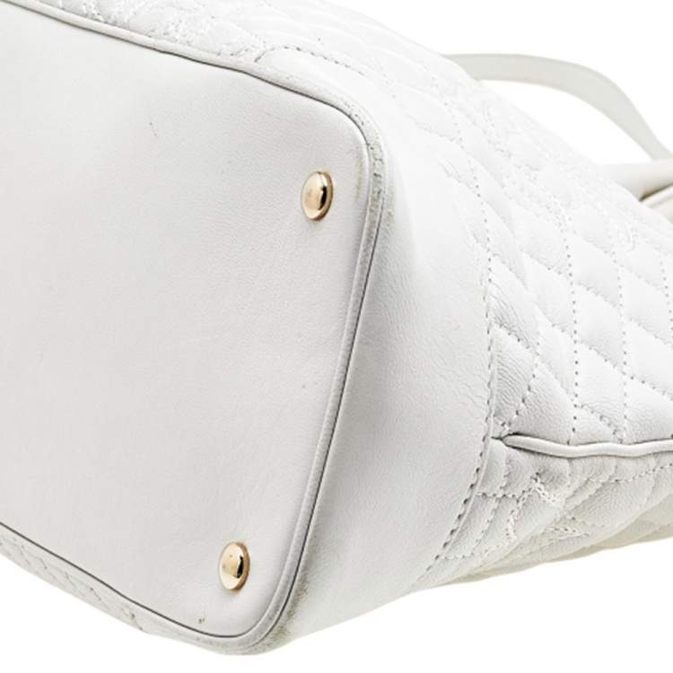 Pre Owned Versace White Leather Athena Barocco Vanitas Satchel