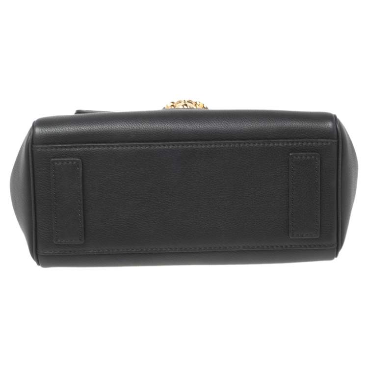 Pre Owned Versace Black Leather Small Medusa Top Handle Bag