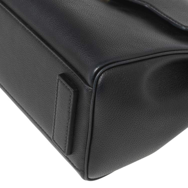 Pre Owned Versace Black Leather Small Medusa Top Handle Bag