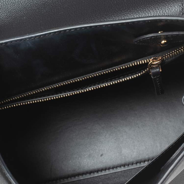 Pre Owned Versace Black Leather Small Medusa Top Handle Bag