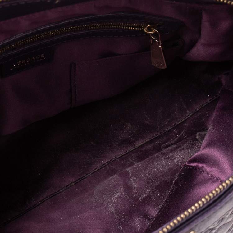 Pre Owned Versace Purple Quilted Leather Medusa Plaque Flap Satchel