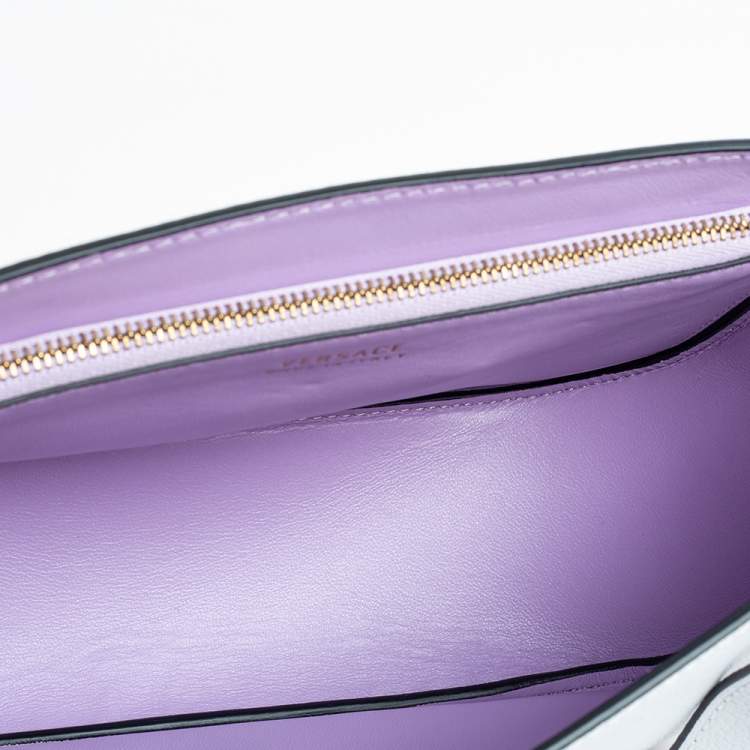 Pre Owned Versace White Leather La Medusa Studded Shoulder Bag