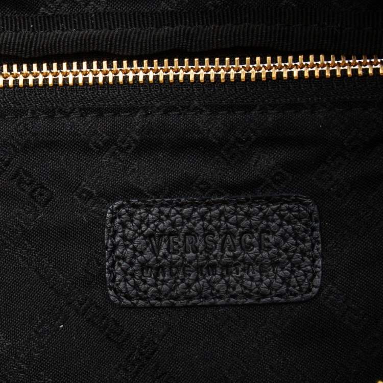 Pre Owned Versace Black Leather Medusa Double Zip Belt Bag