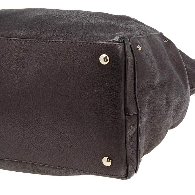 Pre Owned Versace Dark Brown Leather Charm Chain Shoulder Bag