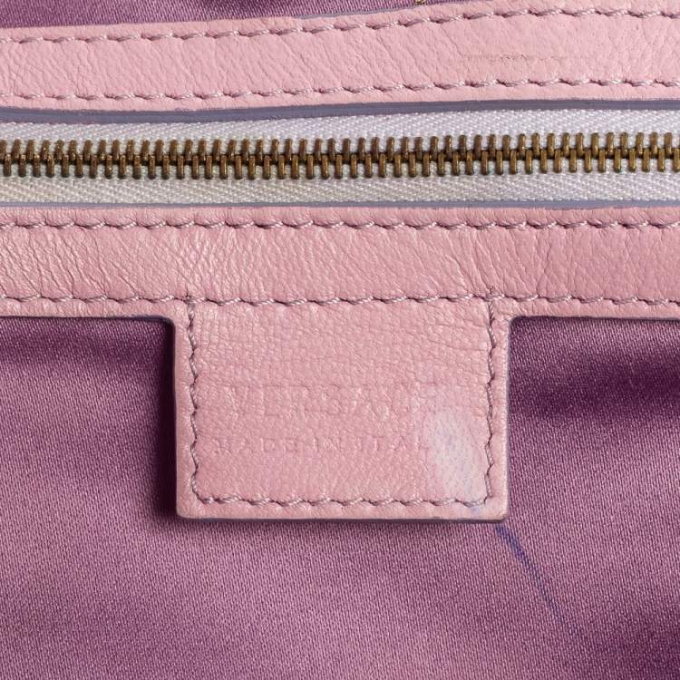 Pre Owned Versace Lilac Leather Medusa Flap Chain Hobo