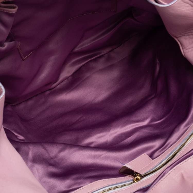 Pre Owned Versace Lilac Leather Medusa Flap Chain Hobo