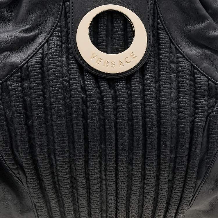 Pre Owned Versace Black Soft Leather Hobo