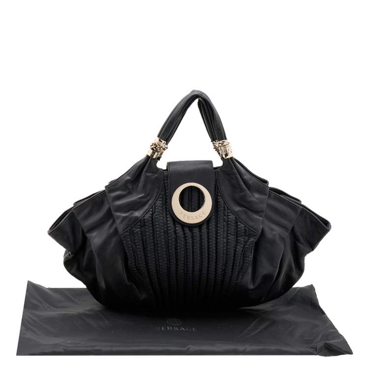 Pre Owned Versace Black Soft Leather Hobo