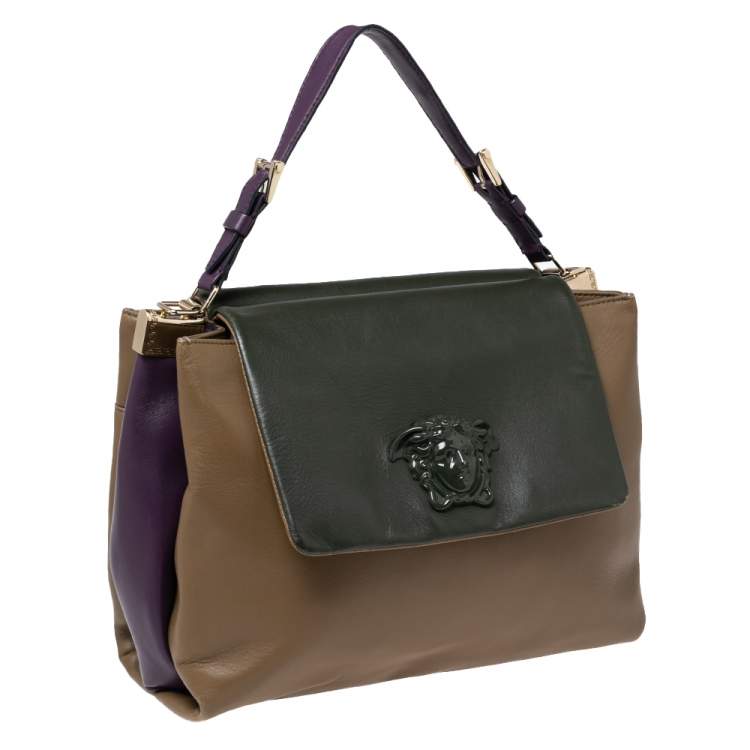 Pre Owned Versace Multicolor Leather Medusa Flap Top Handle Bag