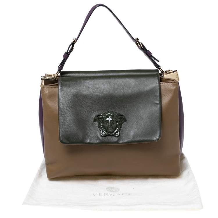 Pre Owned Versace Multicolor Leather Medusa Flap Top Handle Bag