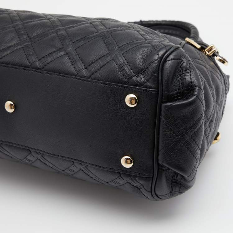 Pre Owned Versace Black Leather Medusa Satchel