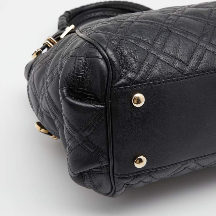 Pre Owned Versace Black Leather Medusa Satchel