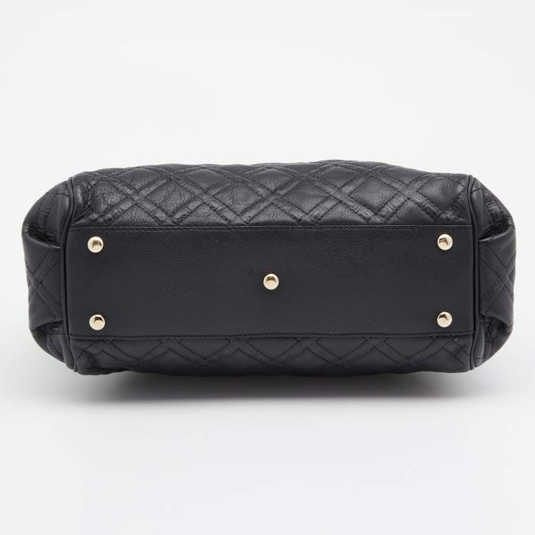 Pre Owned Versace Black Leather Medusa Satchel