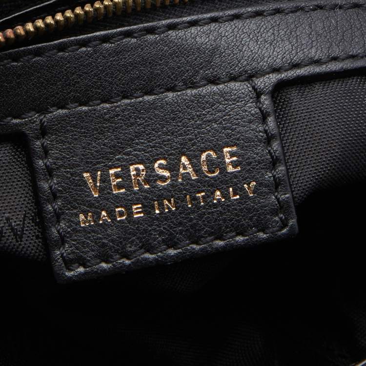 Pre Owned Versace Black Leather Medusa Satchel