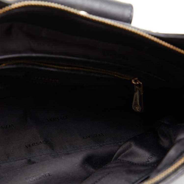 Pre Owned Versace Black Leather Medusa Satchel