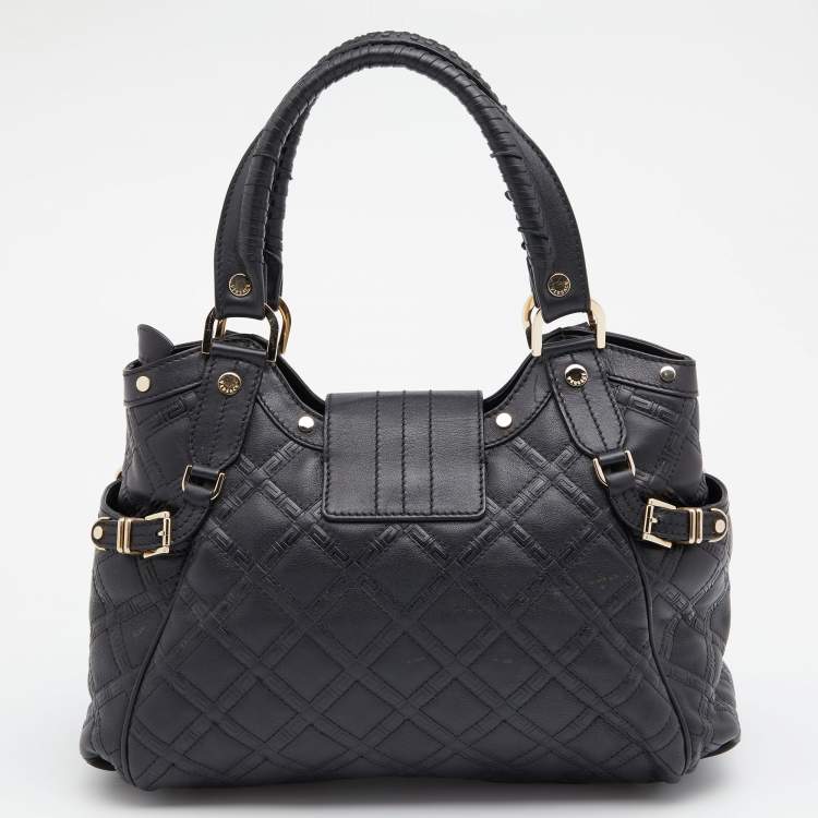 Pre Owned Versace Black Leather Medusa Satchel