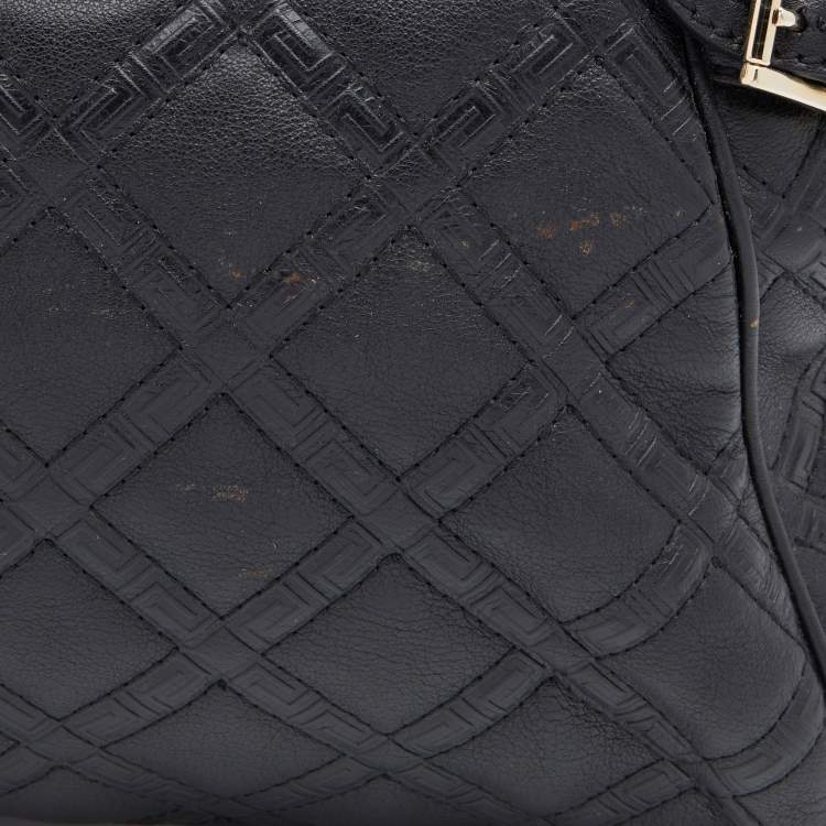 Pre Owned Versace Black Leather Medusa Satchel