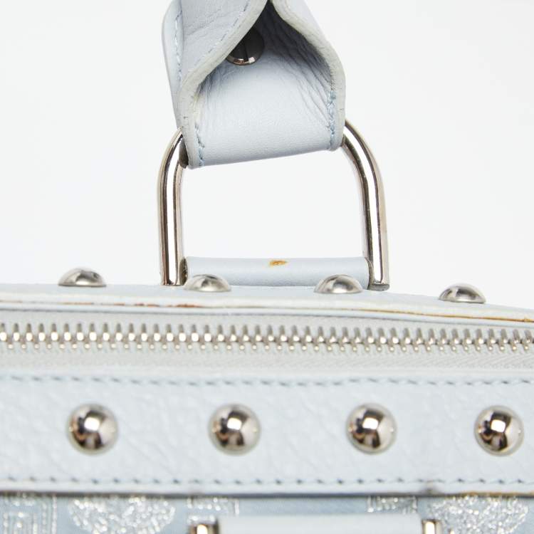 Pre Owned Versace Light Blue Fabric and Leather Madonna Satchel