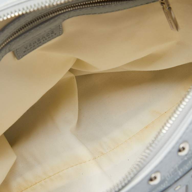 Pre Owned Versace Light Blue Fabric and Leather Madonna Satchel