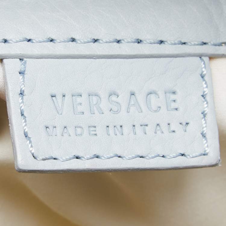 Pre Owned Versace Light Blue Fabric and Leather Madonna Satchel