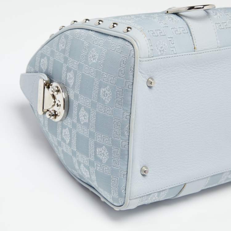 Pre Owned Versace Light Blue Fabric and Leather Madonna Satchel