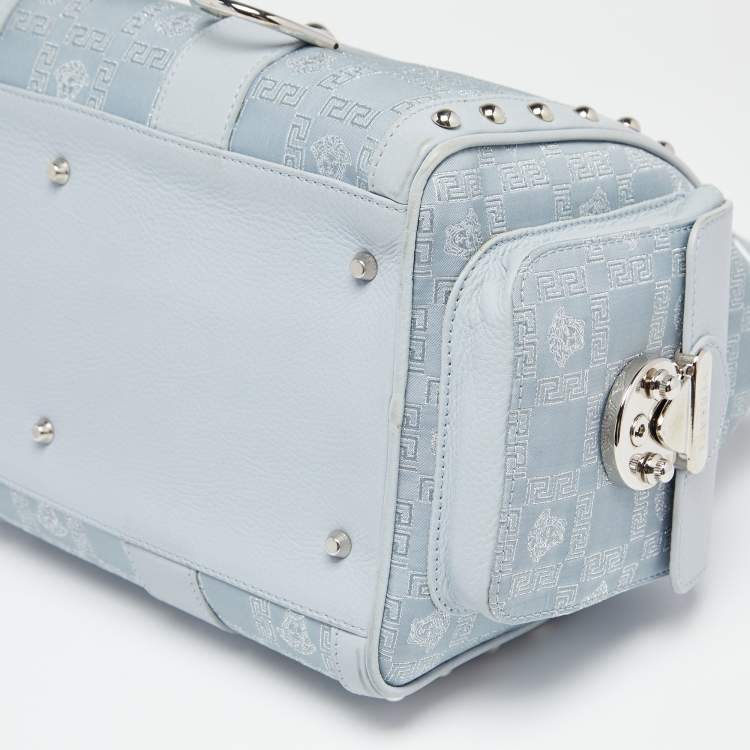 Pre Owned Versace Light Blue Fabric and Leather Madonna Satchel