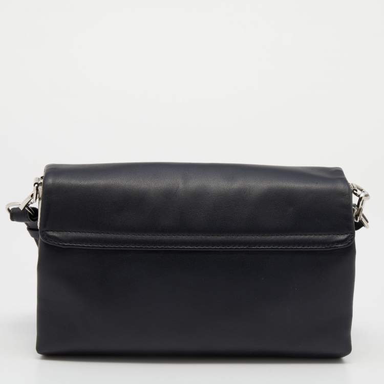 Pre Owned Versace Black Leather Medusa Crossbody Bag